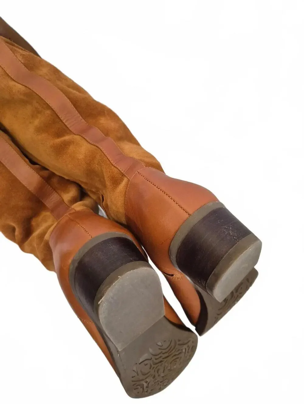 TARYN ROSE Greir Brown Leather & Suede Knee High Riding Boots Size 9.5B